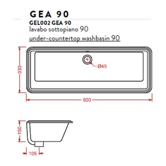 Раковина врезная под столешницу Artceram Washbasins Gea 90 см GEL002 01 00 - 3 Раковина врезная под столешницу Artceram Washbasins Gea 90 см GEL002 01 00 фото 3