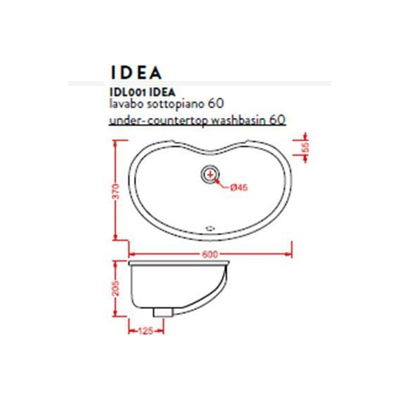 Раковина врезная под столешницу Artceram Washbasins Idea 60 см IDL001 01 00 bi*0 фото 3