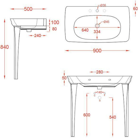 Раковина подвесная ArtCeram Civitas 90 см CIL002 34 00, серый - 3 Раковина подвесная ArtCeram Civitas 90 см CIL002 34 00, серый фото 3