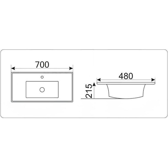 Раковина врезная на столешницу CeramaLux N 70 см NYJ840-70 - 3 Раковина врезная на столешницу CeramaLux N 70 см NYJ840-70 фото 3