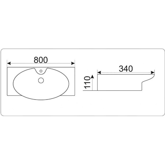 Раковина на столешницу или для установки на кронштейны CeramaLux N 80 см STR4282B - 2 Раковина на столешницу или для установки на кронштейны CeramaLux N 80 см STR4282B фото 2