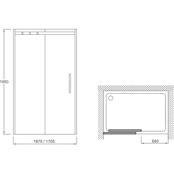 Душевая дверь Jacob Delafon Contra 170 см E22C170-BL (стекло 8 мм), черный/прозрачное фото 2
