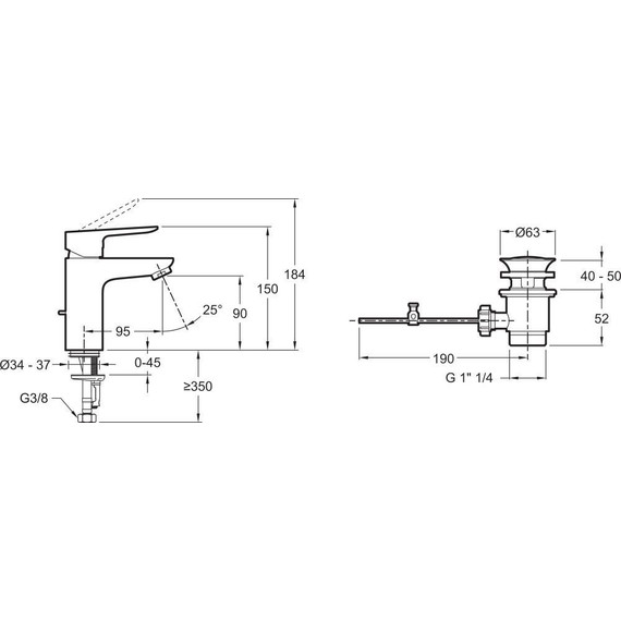 Набор смесителей 3 в 1 для ванны с коротким изливом Jacob Delafon Oscar E29845RU-BL, черный матовый - 11 Набор смесителей 3 в 1 для ванны с коротким изливом Jacob Delafon Oscar E29845RU-BL, черный матовый фото 11