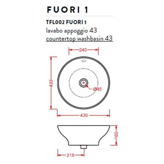 Раковина-чаша ArtCeram Washbasins Fuori 43 см TFL002 01 00 bi*0 фото 3
