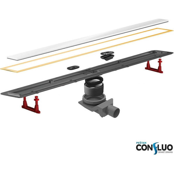 Трап Pestan (BETTOSERB) Confluo Premium White Glass Line Gold 45 см 13100120, нержавеющая сталь/стекло, золото/белый, Цвет производителя: белый, золото, Размер трапа: 450 фото 2