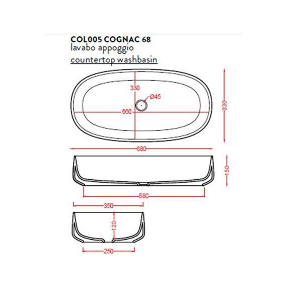Раковина-чаша ArtCeram Cognac 68 см COL005 16 00 blue sapphire фото 2