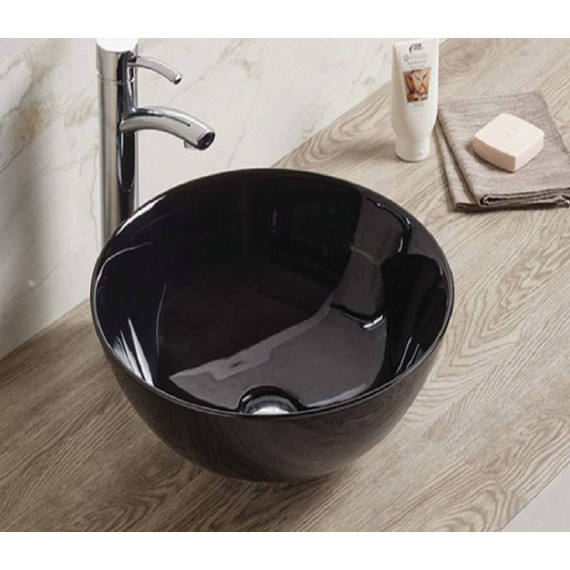 Раковина-чаша CeramaLux NC 41 см 104B, черный глянцевый фото 2