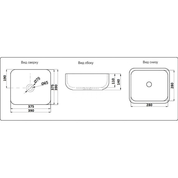Раковина-чаша CeramaLux NC 50 см 2106MB, черный матовый фото 3