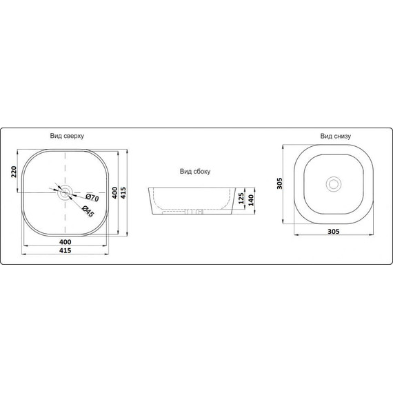 Раковина-чаша CeramaLux NC 42 см 360, черный/белый - 3 Раковина-чаша CeramaLux NC 42 см 360, черный/белый фото 3