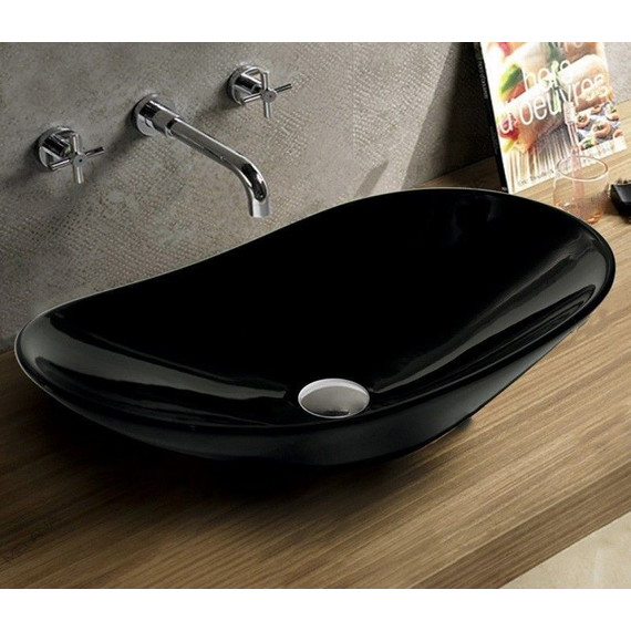 Раковина-чаша CeramaLux NC 61 см 7811AB, черный глянцевый фото 2