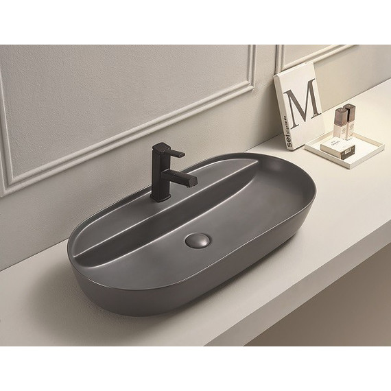 Раковина-чаша CeramaLux NC 80 см 78325MDH, серый матовый фото 2