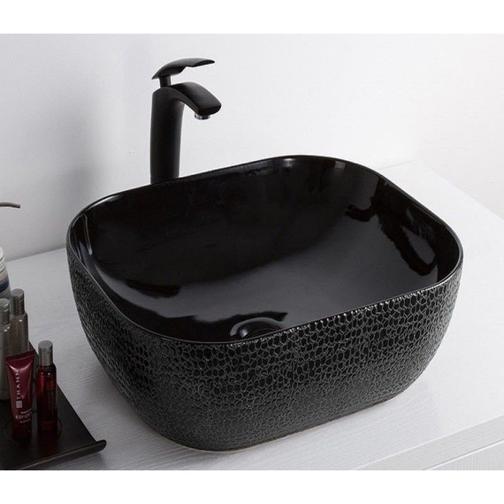 Раковина-чаша CeramaLux LuxeLine 50 см D1302H004, черный глянцевый фото 3