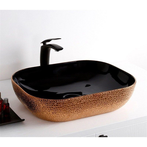 Раковина-чаша CeramaLux LuxeLine 50 см D1302H024, черный/медь фото 2