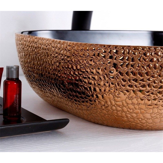 Раковина-чаша CeramaLux LuxeLine 50 см D1302H024, черный/медь фото 3