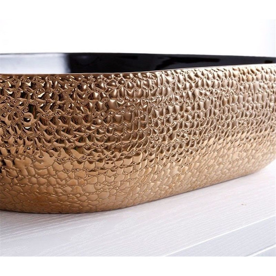 Раковина-чаша CeramaLux LuxeLine 50 см D1302H024, черный/медь фото 4