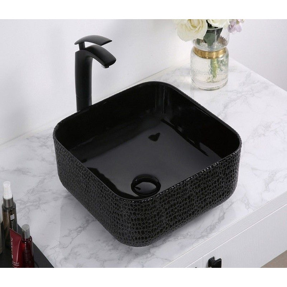 Раковина-чаша CeramaLux LuxeLine 38 см D1303H004, черный глянцевый фото 2