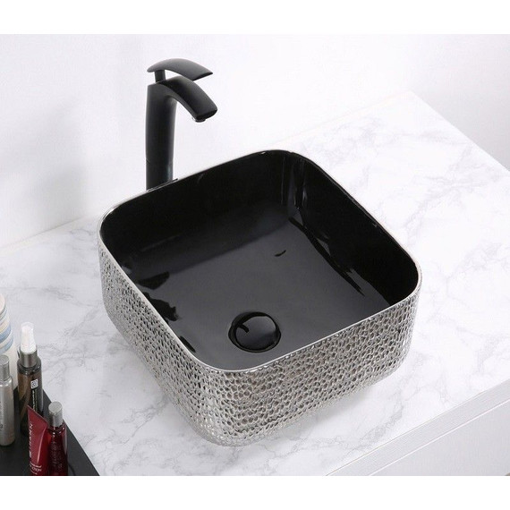 Раковина-чаша CeramaLux LuxeLine 38 см D1303H020, черный/серый фото 2