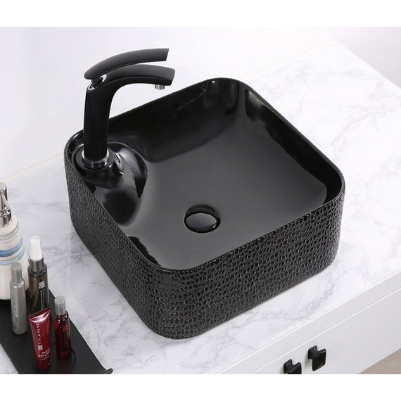 Раковина-чаша CeramaLux LuxeLine 43 см D1305H004, черный глянцевый фото 2