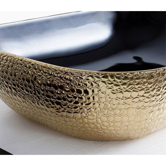 Раковина-чаша CeramaLux LuxeLine 45 см D1333H022, черный/золотой фото 4