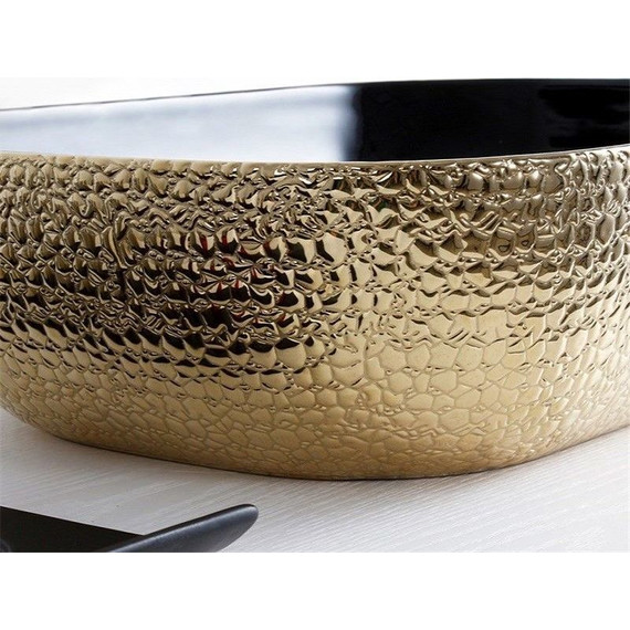 Раковина-чаша CeramaLux LuxeLine 45 см D1333H022, черный/золотой фото 5