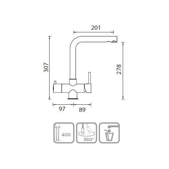 Смеситель для кухни Schock WELLUS7 10556, хром/серебристый камень фото 2