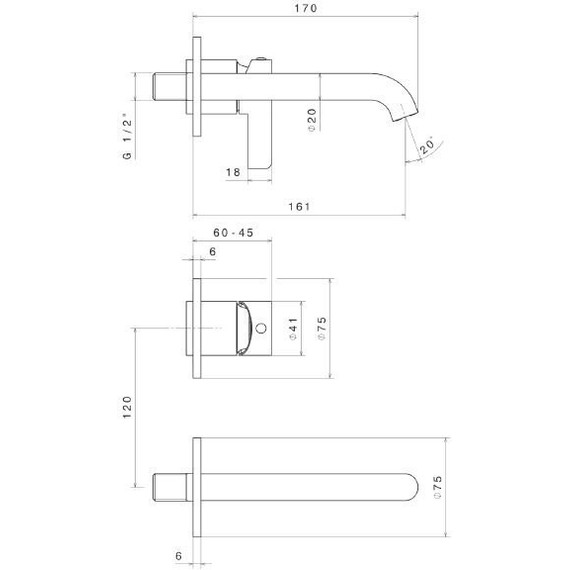 Смеситель для раковины настенный Kerama Marazzi Linea 71028EKM.21.018 фото 2