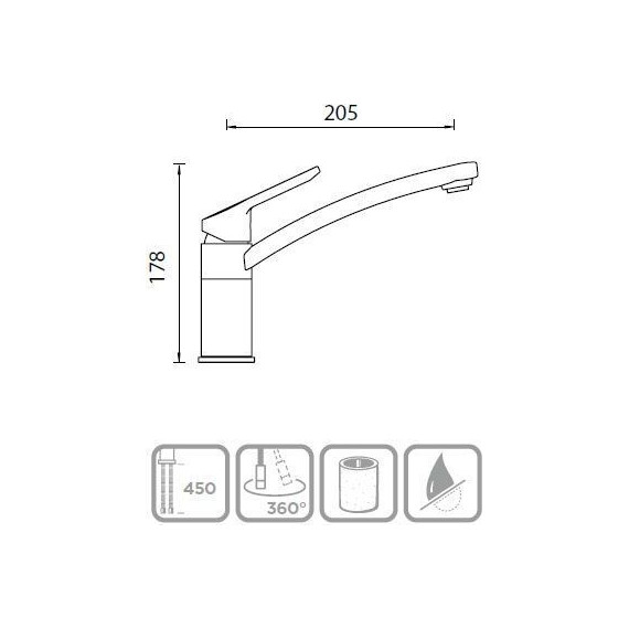 Смеситель для кухни Schock SC-90 710559, хром/серебристый камень фото 2