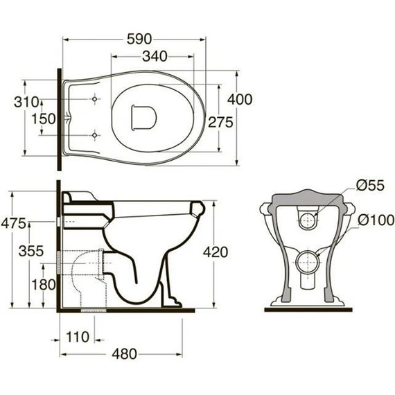 Унитаз приставной Azzurra Jubilaeum JUVCTP000000BI фото 5