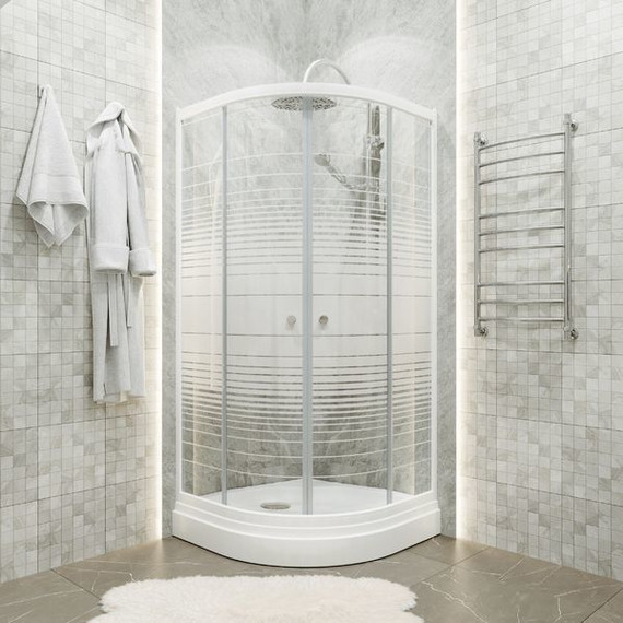 Душевое ограждение Triton Стандарт А Аква Полосы 100х100 см, белый/узор фото 3