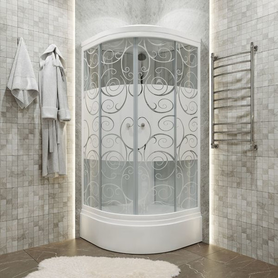 Душевое ограждение Triton Стандарт В Аква Узоры 100х100 см, белый/узор фото 4