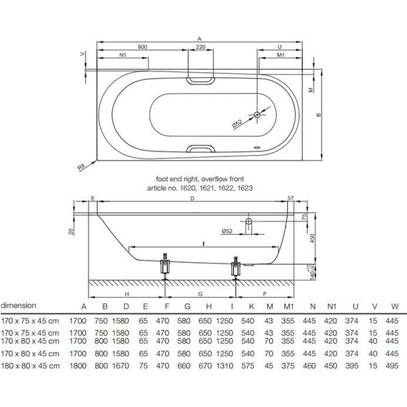 Ванна стальная Bette One 180х80 см 1621-000 PLUS (перелив спереди) фото 4