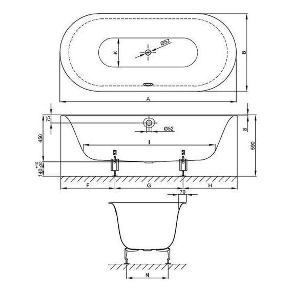 Ванна cтальная Bette Lux Oval 180х80 см 3466-000 PLUS фото 6