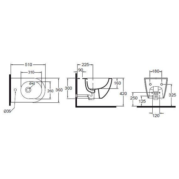Биде подвесное Azzurra Comoda CMBIS000000MBI фото 3