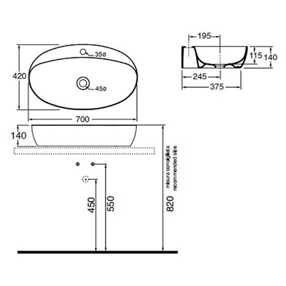 Раковина-чаша Azzurra Elegance 70 см ELLA070420CMBI фото 4