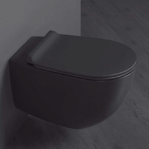 Унитаз подвесной безободковый Simas Vigoni VI18nero matt, чёрный матовый фото 
