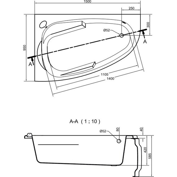 Ванна акриловая Cersanit Joanna L 150x95 см, Размер - мм: 1500х950 - 15 Ванна акриловая Cersanit Joanna L 150x95 см, Размер - мм: 1500х950 фото 15