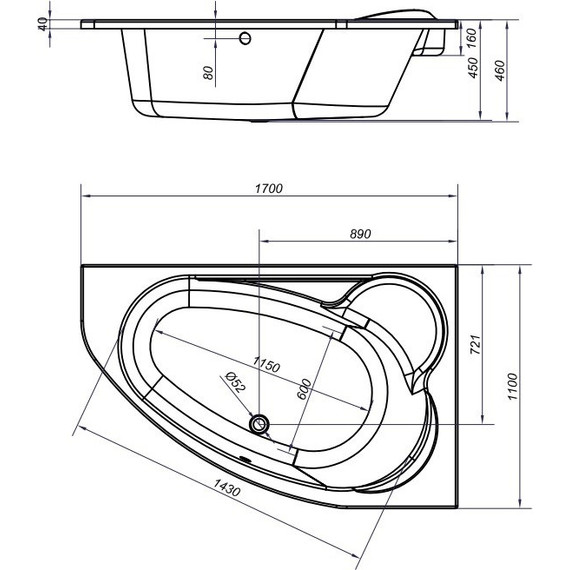 Ванна акриловая Cersanit Kaliope R 170x110 см фото 10