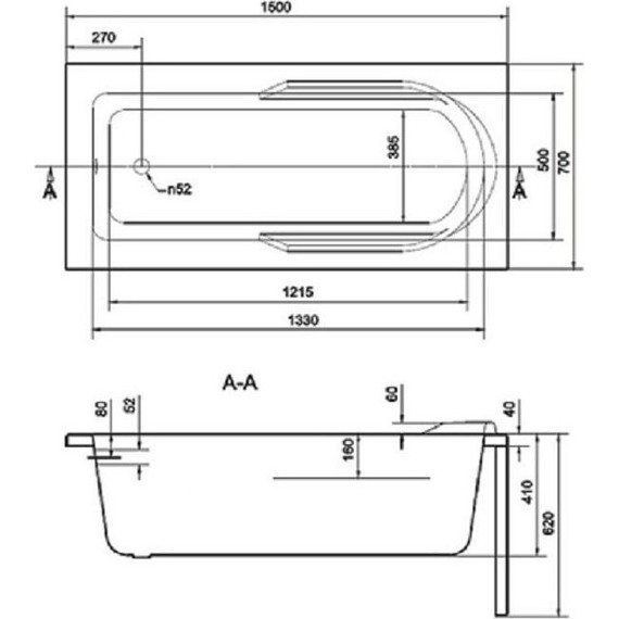 Ванна акриловая Cersanit Santana 150x70 см, Размер - мм: 1500х700 - 10 Ванна акриловая Cersanit Santana 150x70 см, Размер - мм: 1500х700 фото 10