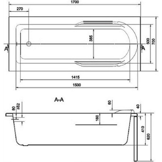 Ванна акриловая Cersanit Santana 170x70 см, Размер - мм: 1700х700 - 10 Ванна акриловая Cersanit Santana 170x70 см, Размер - мм: 1700х700 фото 10