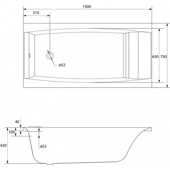 Ванна акриловая Cersanit Virgo 150x75 см, Размер - мм: 1500х750 - 12 Ванна акриловая Cersanit Virgo 150x75 см, Размер - мм: 1500х750 фото 12