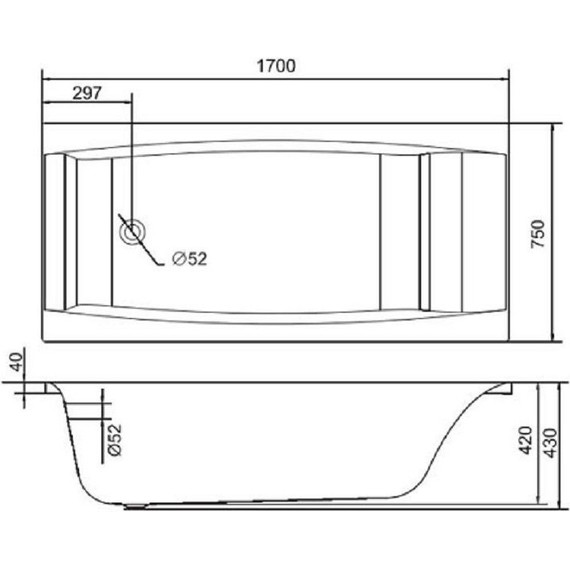 Ванна акриловая Cersanit Virgo 170x75 см, Размер - мм: 1700х750 - 12 Ванна акриловая Cersanit Virgo 170x75 см, Размер - мм: 1700х750 фото 12