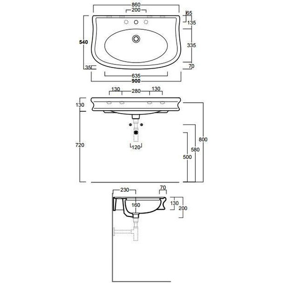 Раковина подвесная Simas Lante 90 см LA11bi*1 - 7 Раковина подвесная Simas Lante 90 см LA11bi*1 фото 7