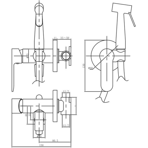 Набор для гигиенического душа Aquanet Passion AF300-52B, чёрный матовый - 2 Набор для гигиенического душа Aquanet Passion AF300-52B, чёрный матовый фото 2