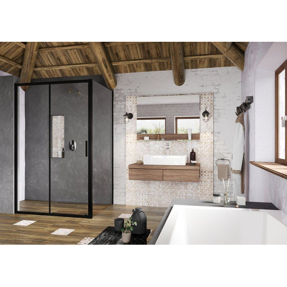 Душевое ограждение Ravak Blix Slim BLSDP2+BLSPS 100х80 см X0PMA0300Z1+X9BM40300Z1 чёрный/прозрачное фото 2