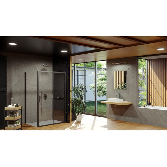 Душевое ограждение Ravak Blix Slim BLSDP2+BLSPS 120х90 см X0PMG0300Z1+X9BM70300Z1 чёрный/прозрачное фото 3