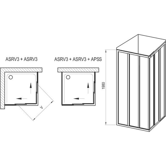 Душевое ограждение Ravak Supernova ASRV3+ASRV3 90 см 15V70102ZG белый/матовое фото 10