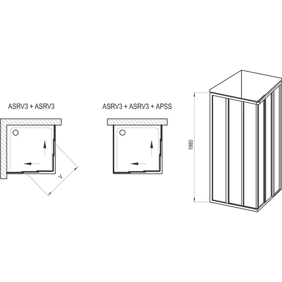 Душевое ограждение Ravak Supernova ASRV3+ASRV3 75x75 см 15V303R2ZG чёрный/матовый фото 4