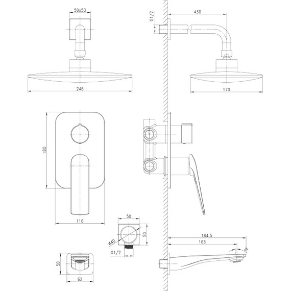 Душевая система для ванны Lemark Allegro LM5922CW, хром/белый - 2 Душевая система для ванны Lemark Allegro LM5922CW, хром/белый фото 2