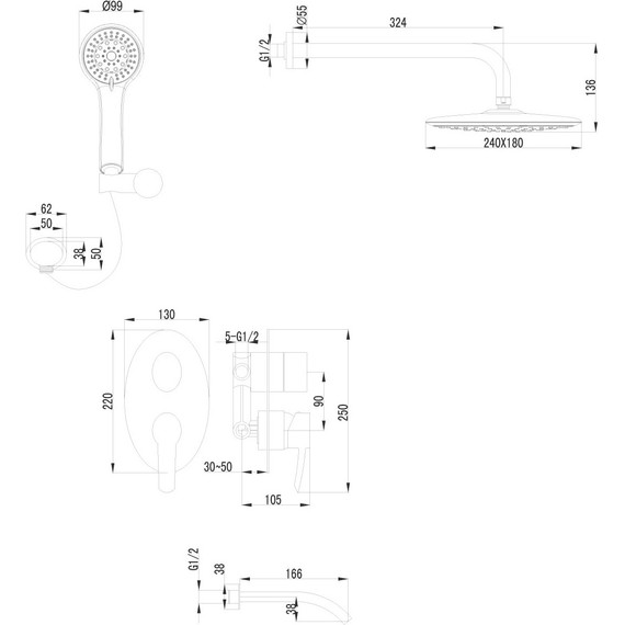 Душевая система для ванны Lemark Atlantiss LM3222C - 2 Душевая система для ванны Lemark Atlantiss LM3222C фото 2