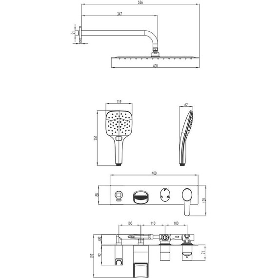 Душевая система для ванны Lemark Atlantiss LM3225C - 2 Душевая система для ванны Lemark Atlantiss LM3225C фото 2